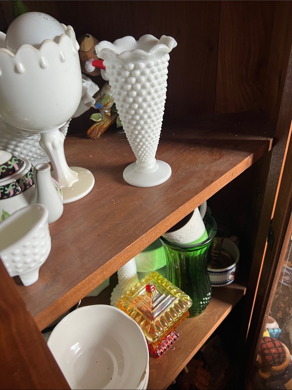 White Hobnail Milk Glass Vase